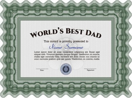 Best Dad Award Template. Lovely design. With complex background. Vector illustration.