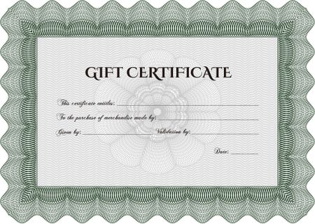 Retro Gift Certificate template. With complex linear background. Lovely design. Customizable, Easy to edit and change colors.