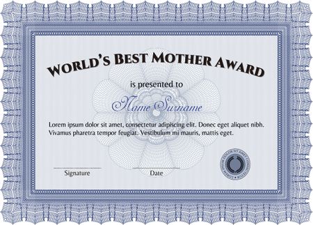 Best Mom Award. Printer friendly. Nice design. Border, frame.