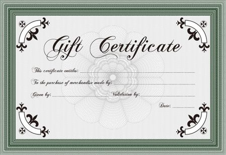 Gift certificate. Beauty design. With complex linear background. Detailed.