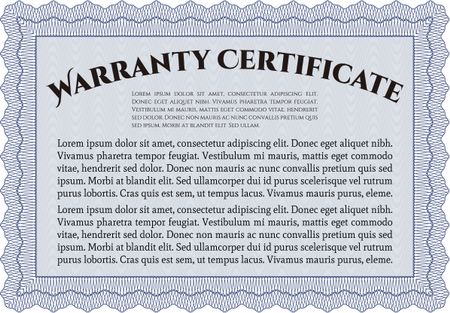 Sample Warranty template. Retro design. With sample text. With background. 