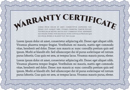 Sample Warranty template. Retro design. With sample text. With background.