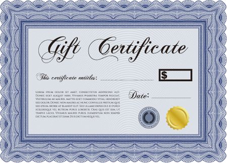 Gift certificate template. Easy to print. Detailed.Complex design. 