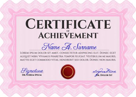 Diploma template or certificate template. Excellent design. With guilloche pattern. Border, frame.