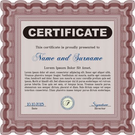 Certificate or diploma template. Complex background. Detailed.Cordial design. 