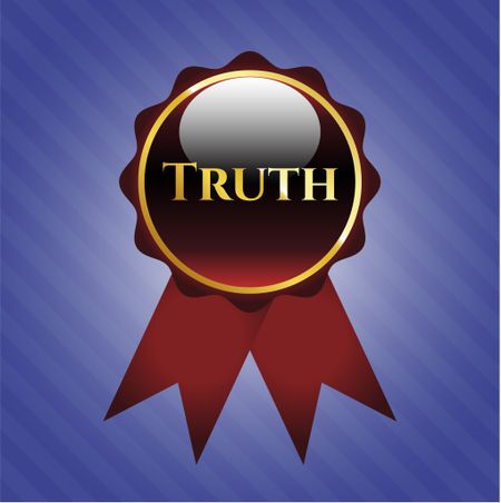 Truth shiny ribbon, red color with blue background