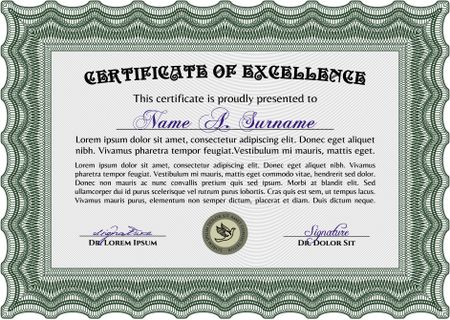 Certificate. With complex background. Complex design. Vector pattern that is used in currency and diplomas.