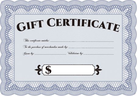Formal Gift Certificate. Complex background. Vector illustration.Good design. 