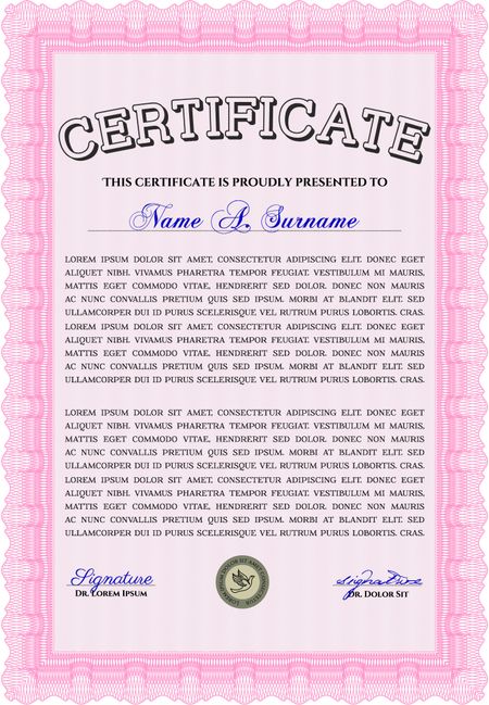 Sample certificate or diploma. Detailed.Nice design. With background. 