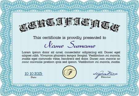 Diploma template. Lovely design. Printer friendly. Customizable, Easy to edit and change colors.