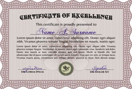 Sample Certificate. Money style.With linear background. Sophisticated design. 