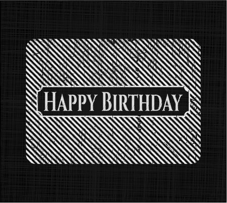 Happy Birthday chalk emblem written on a blackboard