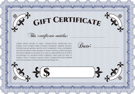 Retro Gift Certificate template. Printer friendly. Nice design. Customizable, Easy to edit and change colors.