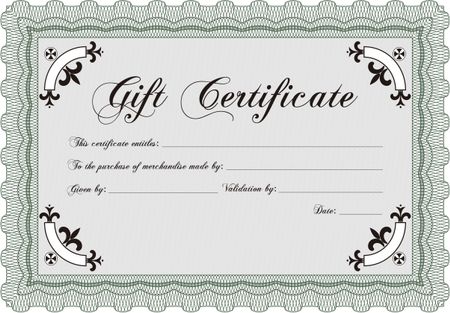 Formal Gift Certificate. Excellent complex design. Detailed.With guilloche pattern. 