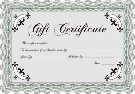 Formal Gift Certificate. Excellent complex design. Detailed.With guilloche pattern.