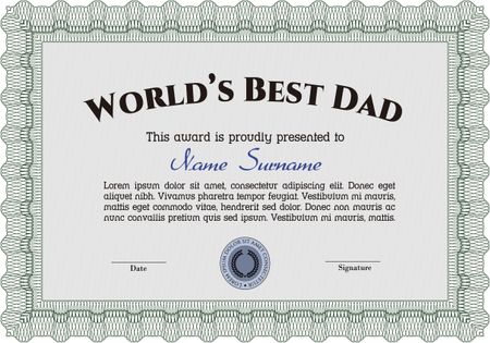 World's Best Dad Award. Customizable, Easy to edit and change colors.Excellent design. Complex background. 