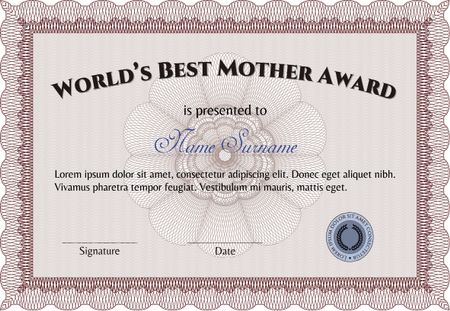 Best Mother Award Template. Good design. Customizable, Easy to edit and change colors.Complex background.