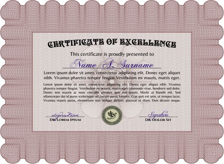 Certificate. Vector illustration.With complex background. Sophisticated design.