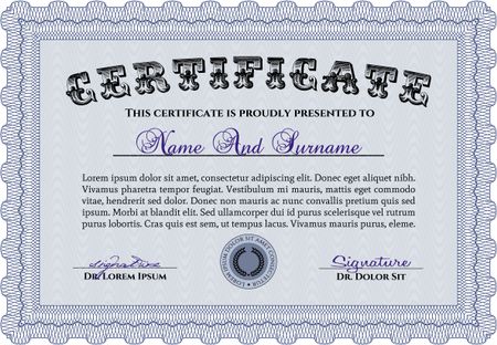 Sample Certificate. With complex background. Detailed.Complex design. 