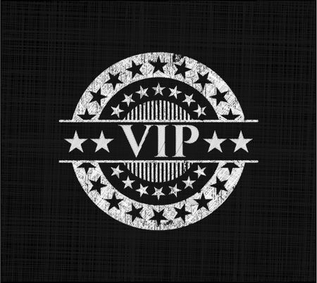 VIP chalkboard emblem on black board