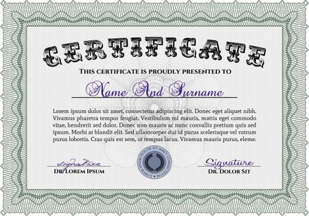 Certificate template. With background. Elegant design. Vector pattern that is used in currency and diplomas.