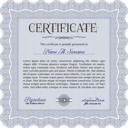 Diploma. Modern design. Border, frame.With guilloche pattern. 