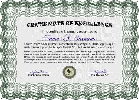 Diploma template or certificate template. Vector certificate template.Cordial design. With background. 