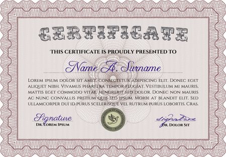 Certificate template. Beauty design. With complex background. Vector certificate template.
