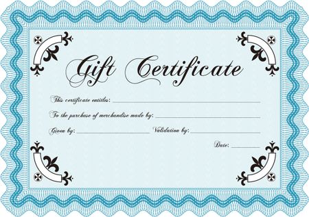 Vector Gift Certificate. Superior design. Border, frame.Easy to print. 