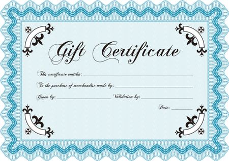 Vector Gift Certificate. Superior design. Border, frame.Easy to print.