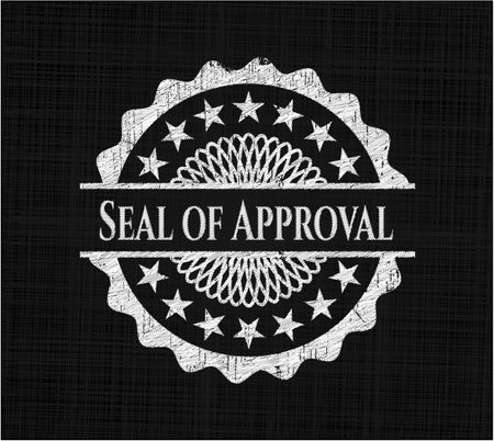 Seal of Approval chalk emblem written on a blackboard