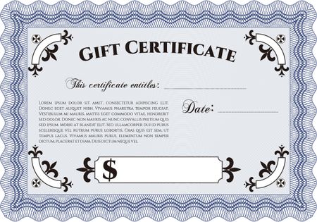 Gift certificate template. Customizable, Easy to edit and change colors.Complex background. Cordial design. 