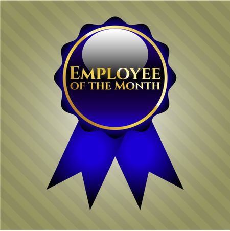 Employee of the Month shiny ribbon (Blue color with green background)