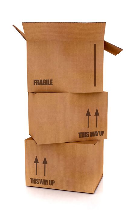 cardboard boxes in high detail - isolated over a white background