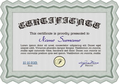 Sample Certificate. Complex background. Retro design. Vector pattern that is used in currency and diplomas.