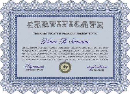 Sample Certificate. With guilloche pattern. Detailed.Cordial design.