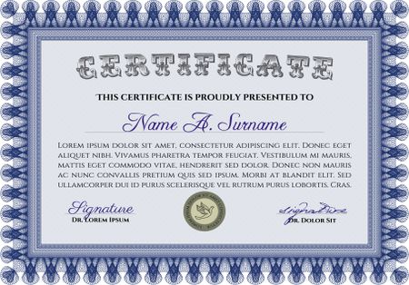 Certificate template or diploma template. With quality background. Money style.Superior design. 