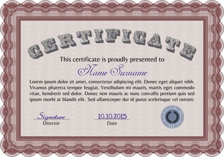 Certificate or diploma template. Vector pattern that is used in currency and diplomas.Good design. Easy to print. 