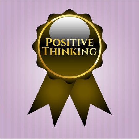 Positive Thinking gold shiny ribbon