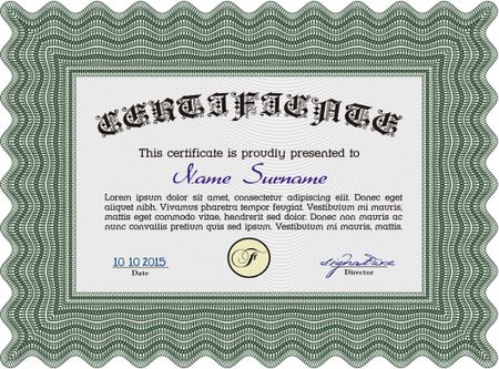 Certificate template. Money style.Nice design. Complex background. 