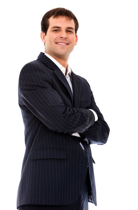 confident businessman with his arms crossed isolated