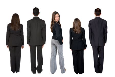 rear view of a group of business people isolated