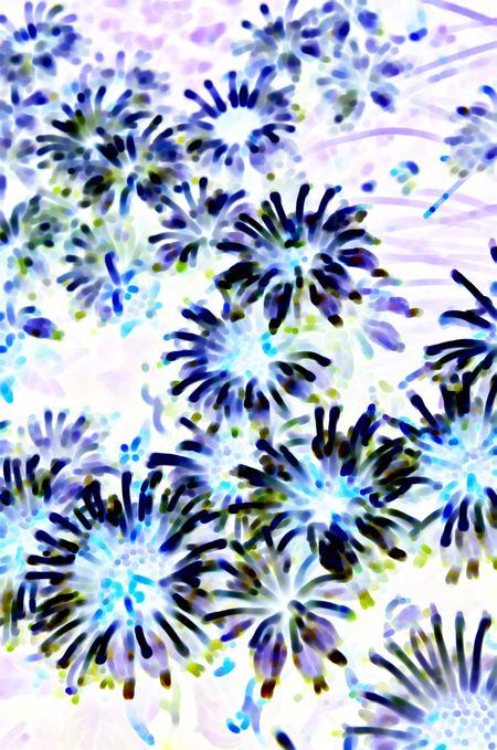 Recolorized abstract of wild bergamot (binomial name: Monarda fistulosa), with light grayish yellow background, for garden or nature motifs (one of a series)