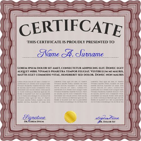 Certificate template. Nice design. With great quality guilloche pattern. Diploma of completion.
