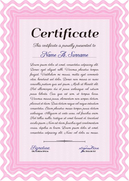 Certificate or diploma template. Customizable, Easy to edit and change colors.With linear background. Excellent design.