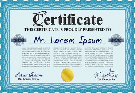 Diploma or certificate template. Artistry design. Easy to print. Vector pattern that is used in currency and diplomas.