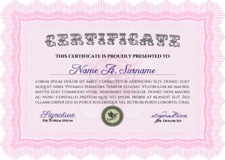 Certificate template or diploma template. Vector illustration.With quality background. Excellent design. 
