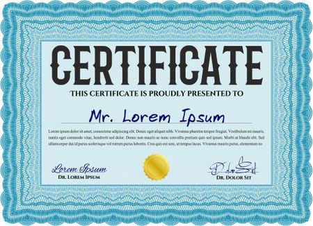 Certificate. With guilloche pattern and background. Vector certificate template.Complex design. 