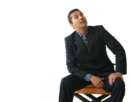 business man looking up