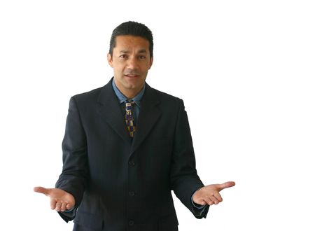 business man with hands facing up